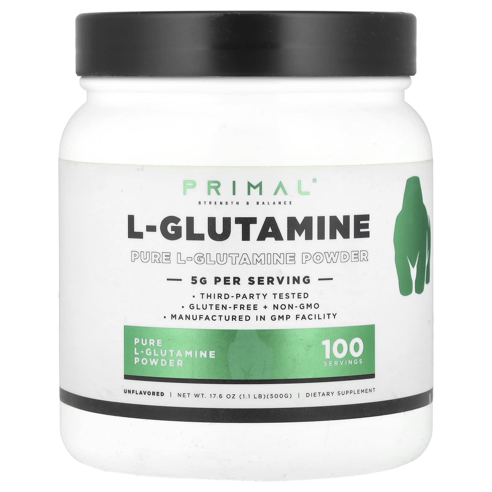 PrePrimal, L-Glutamine Powder, Unflavored, 17.6 oz (500 g) - Image 1
