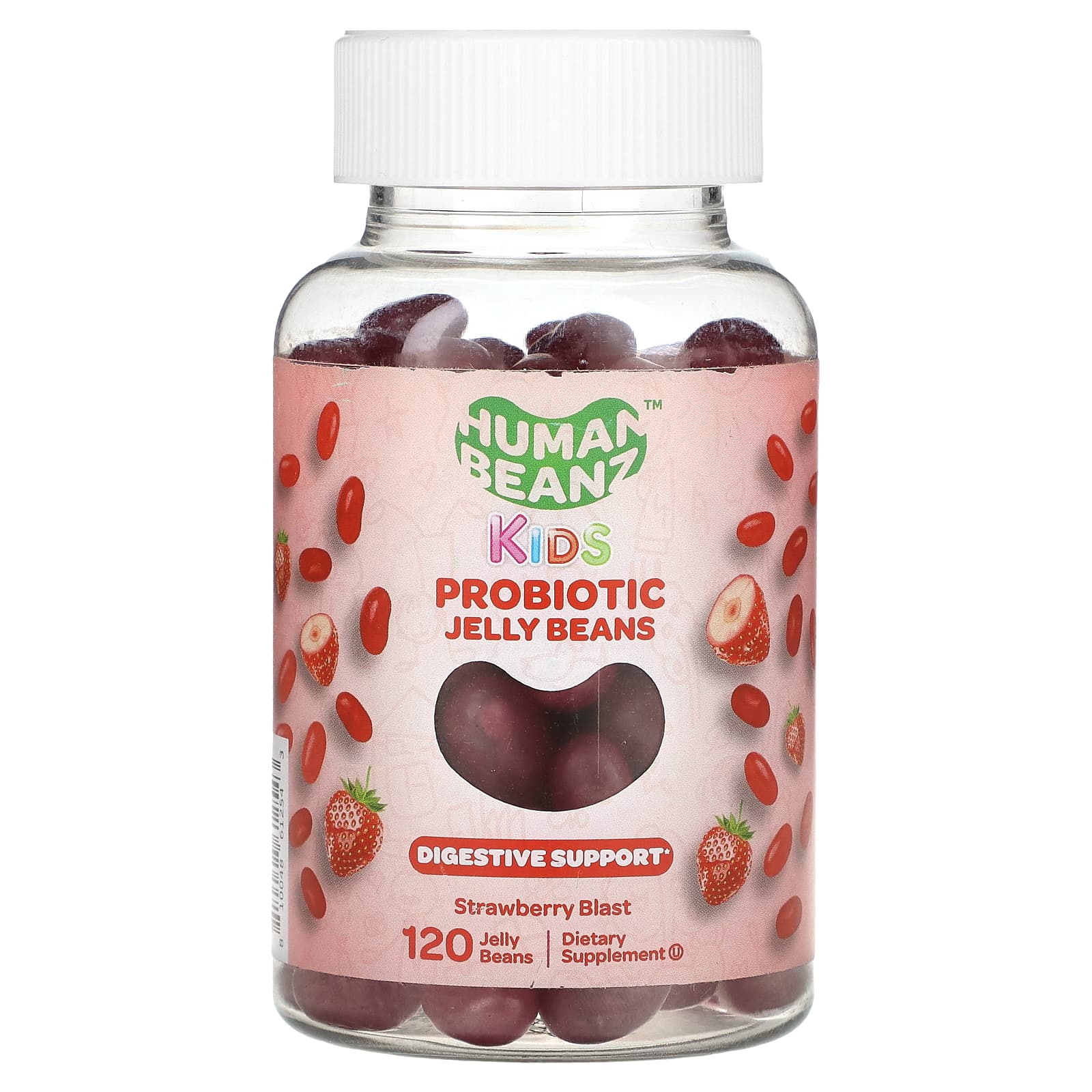 Human Beanz, Kids, Probiotic Jelly Beans, Strawberry Blast, 120 Jelly Beans (0.5 Billion CFU per Jelly Bean)