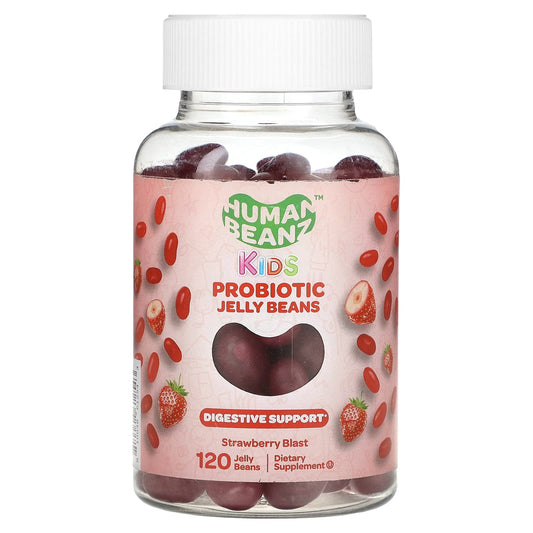 Human Beanz, Kids, Probiotic Jelly Beans, Strawberry Blast, 120 Jelly Beans (0.5 Billion CFU per Jelly Bean)