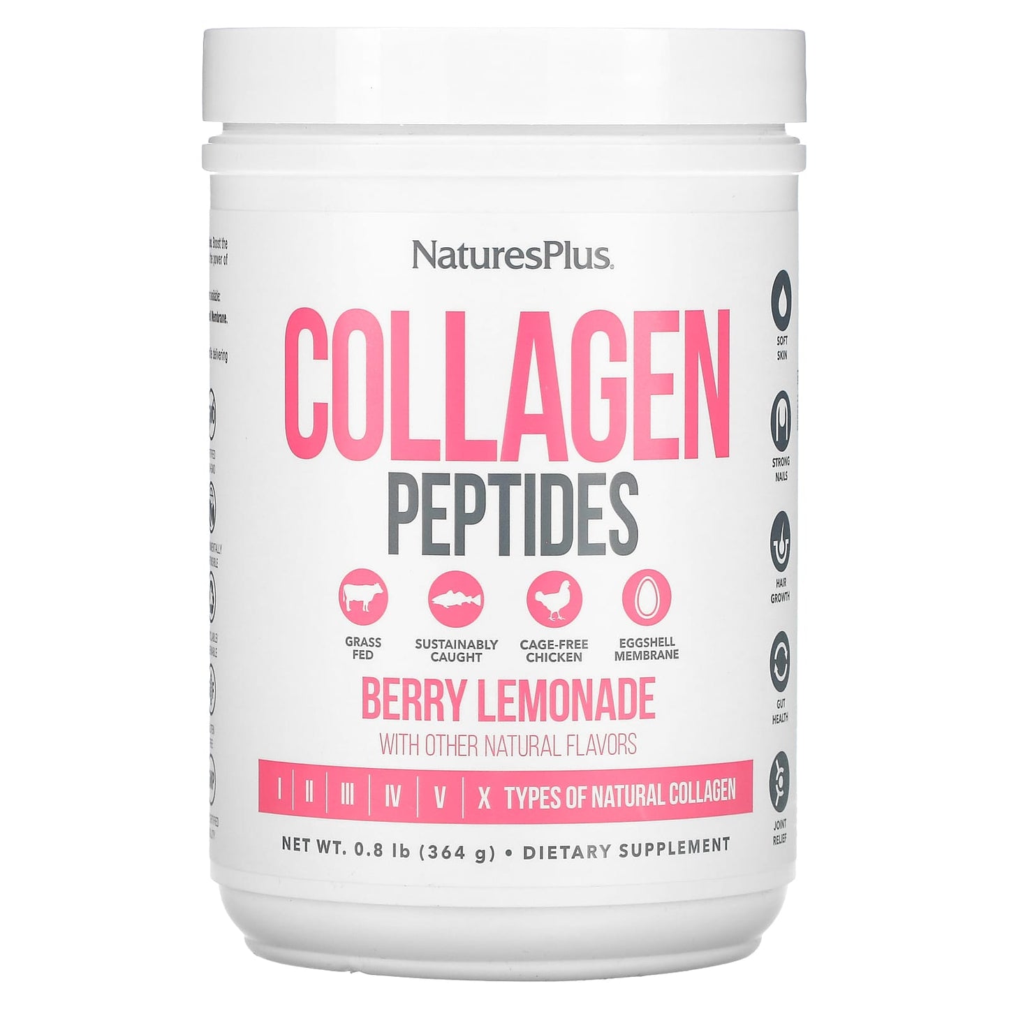 NaturesPlus, Collagen Peptides, Berry Lemonade, 0.8 lbs (364 g) - Image 1