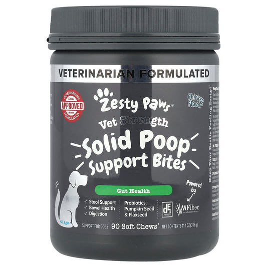 Zesty Paws, Vet Strength Solid Poop Support Bites, For Dogs, All Ages, Chicken, 90 Soft Chews, 11.1 oz (315 g) - Image 1