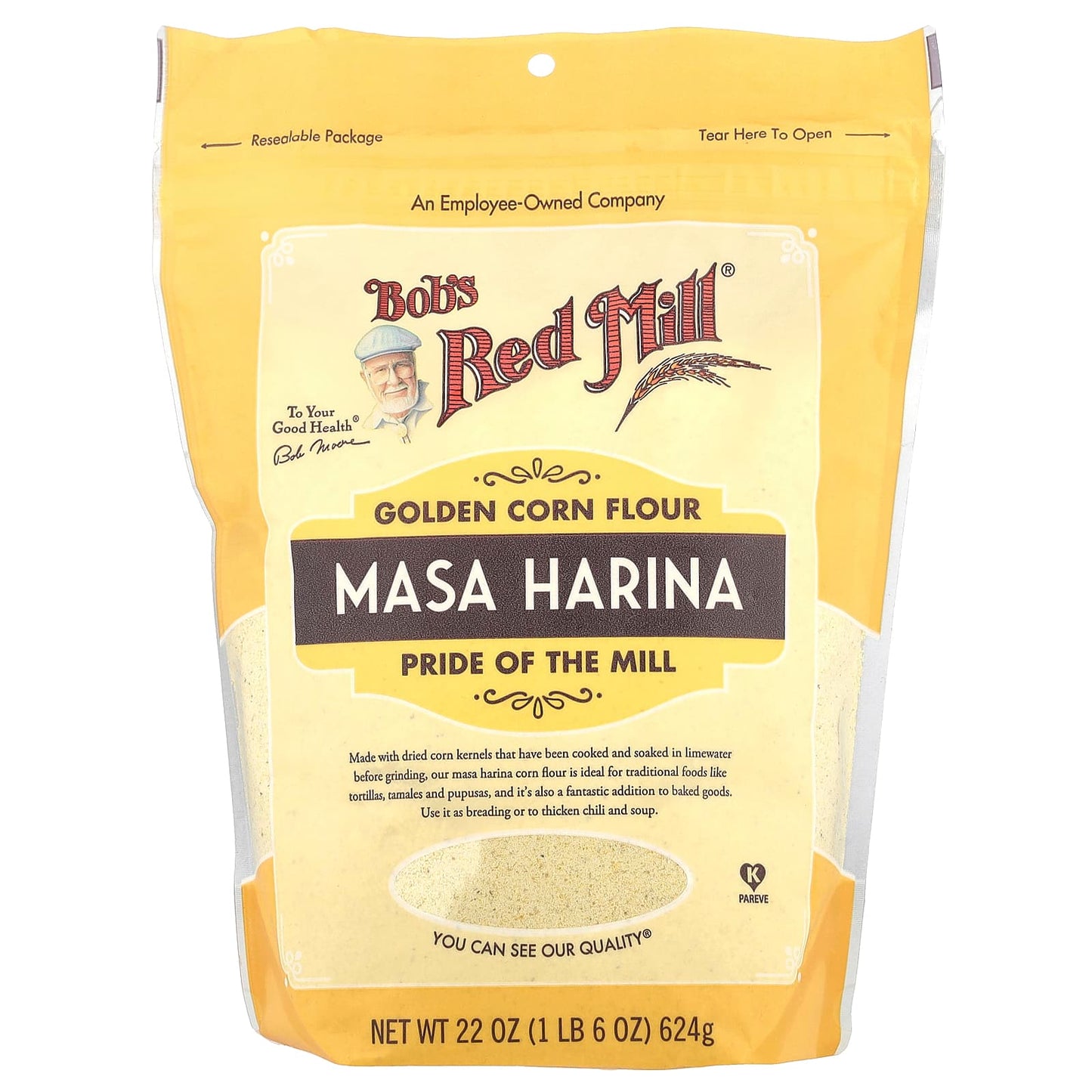 Bob's Red Mill Masa Harina Corn Flour 22 oz - Traditional Tortilla Recipe - Image 1