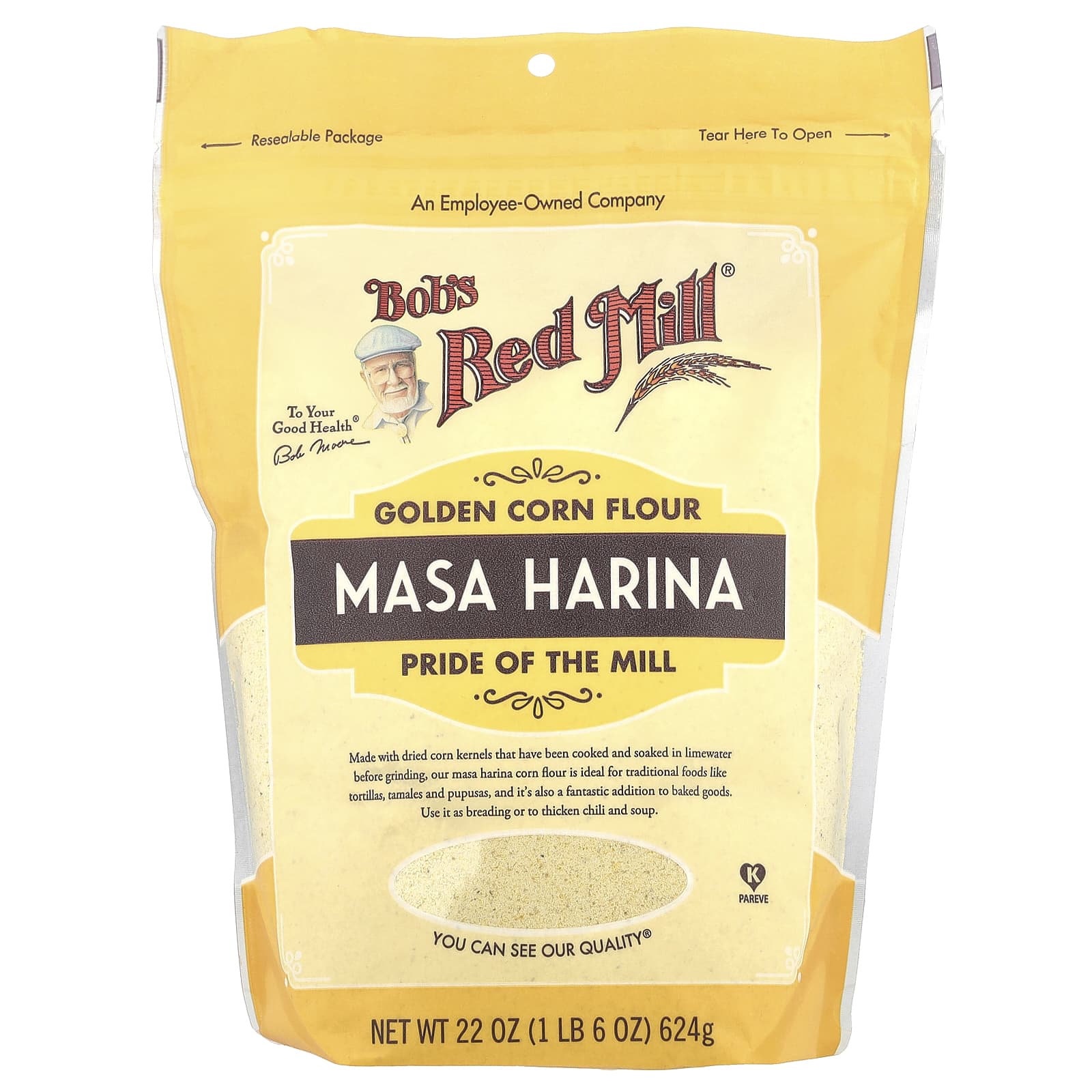 Bob's Red Mill Masa Harina Corn Flour 22 oz - Traditional Tortilla Recipe - Image 1