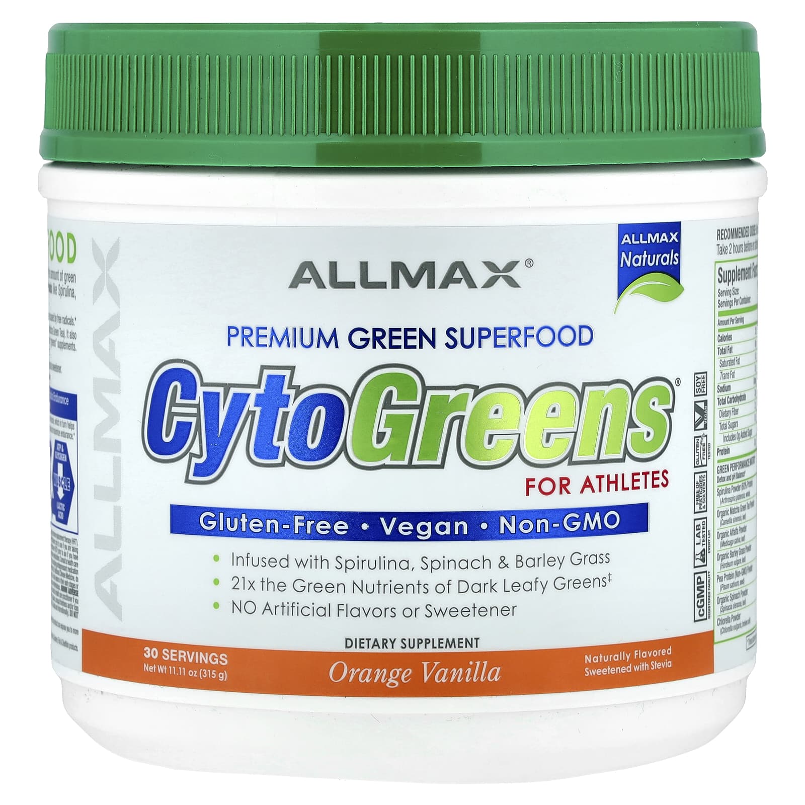 ALLMAX, CytoGreens® For Athletes, Orange Vanilla, 11.11 oz (315 g)