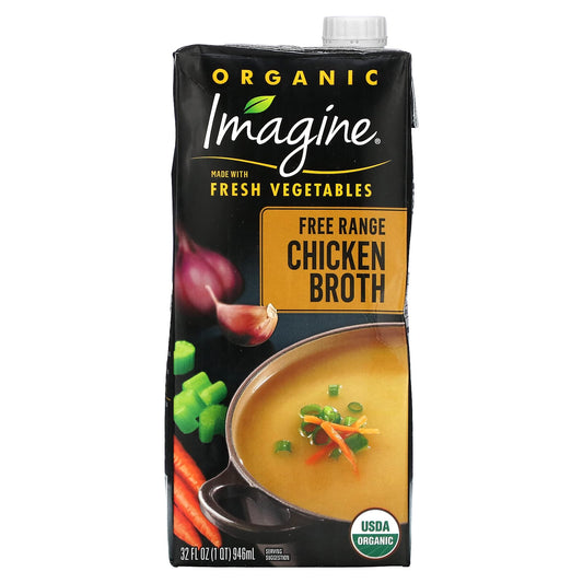 Organic Free Range Chicken Broth by Imagine Soups, USDA Certified, 32 fl oz - Image 1
