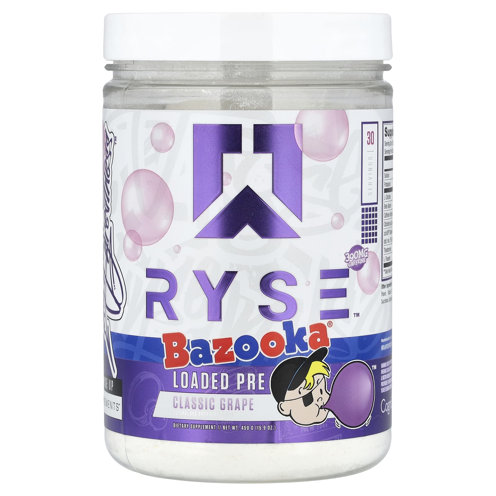 RYSE, Loaded Pre, Bazooka® Classic Grape, 15.9 oz (450 g) - Image 1