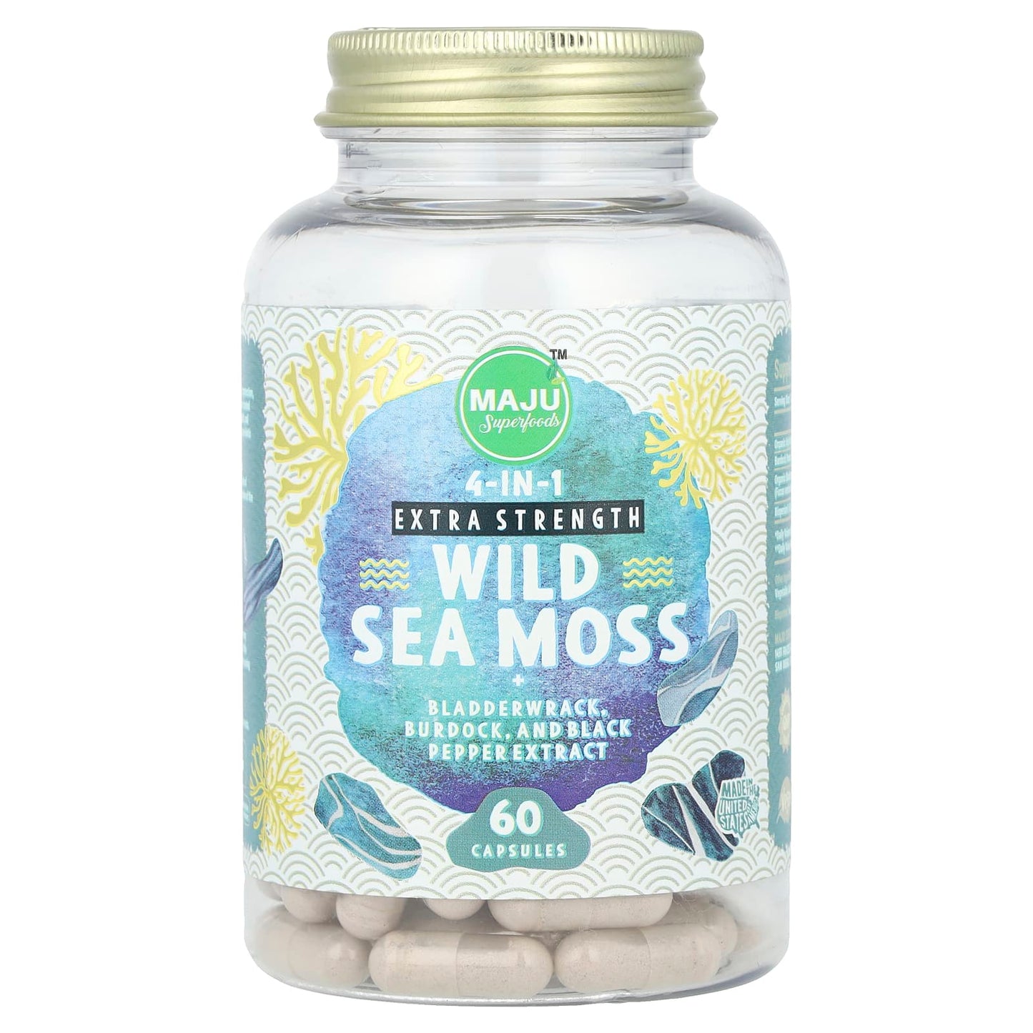 Maju Superfoods, Extra Strength Wild Sea Moss, 60 Capsules - Image 1
