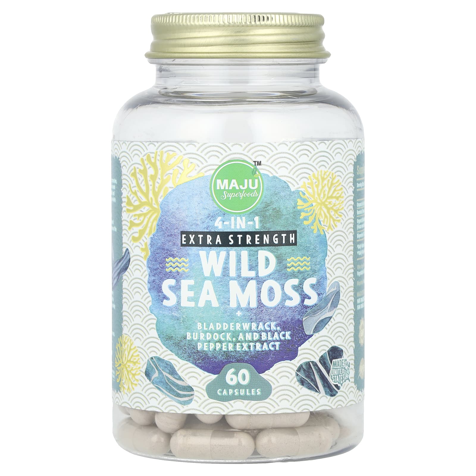Maju Superfoods, Extra Strength Wild Sea Moss, 60 Capsules - Image 1