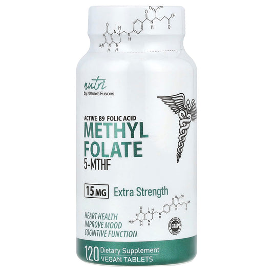 Nutri, Methylfolate, Extra Strength, 15 mg, 120 Vegan Tablets - Image 1