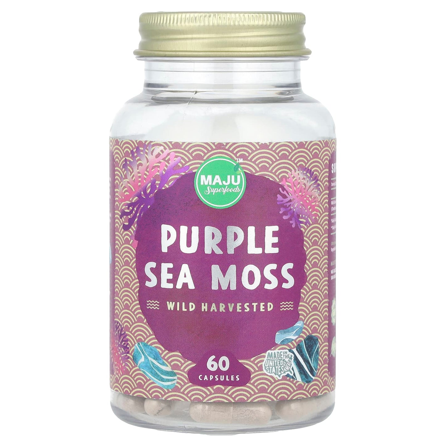 Maju Superfoods, Purple Sea Moss, 60 Capsules (500 mg per Capsule) - Image 1
