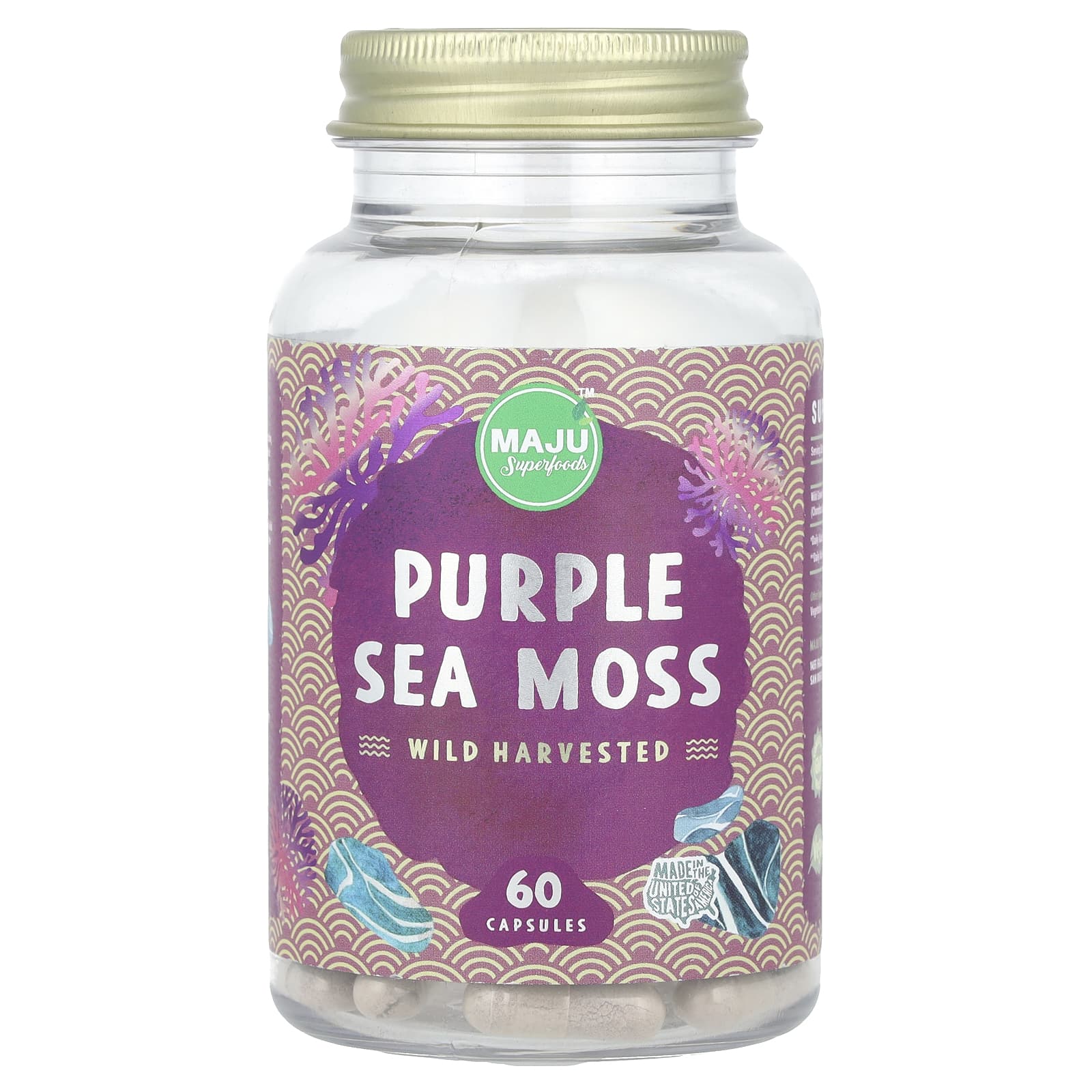 Maju Superfoods, Purple Sea Moss, 60 Capsules (500 mg per Capsule) - Image 1