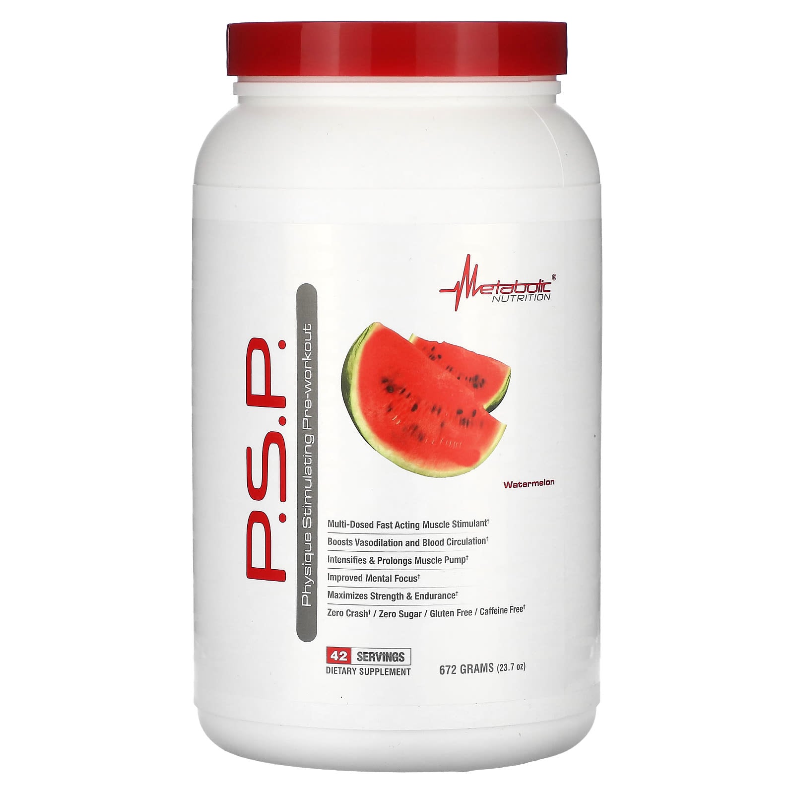 Metabolic Nutrition, P.S.P. Physique Stimulating Pre-Workout, Watermelon, 23.7 oz (672 g) - Image 1