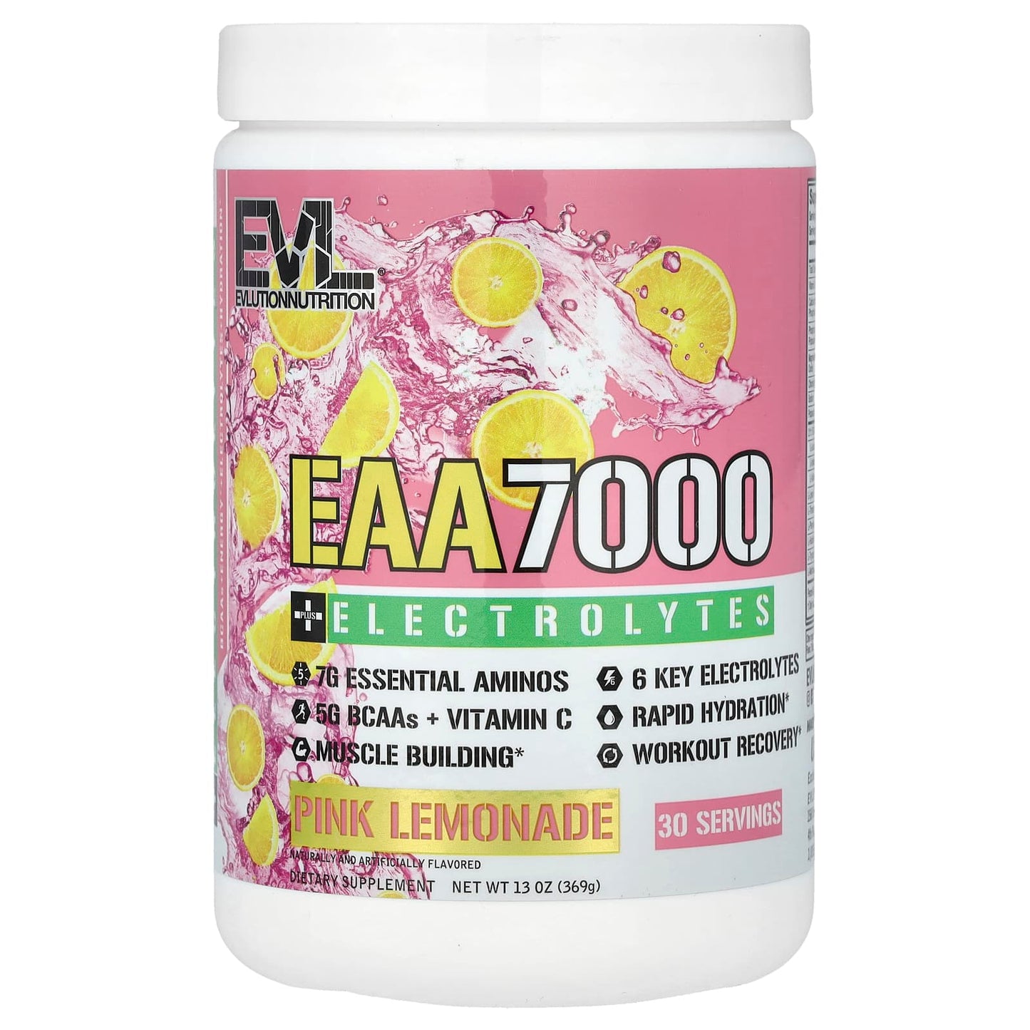 EVLution Nutrition EAA 7000 + Electrolytes, 13 oz (369 g) - Pink Lemonade - Image 1