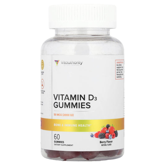 Vitauthority, Vitamin D3 Gummies, Berry, 60 Gummies (25 mcg per Gummy) - Image 1