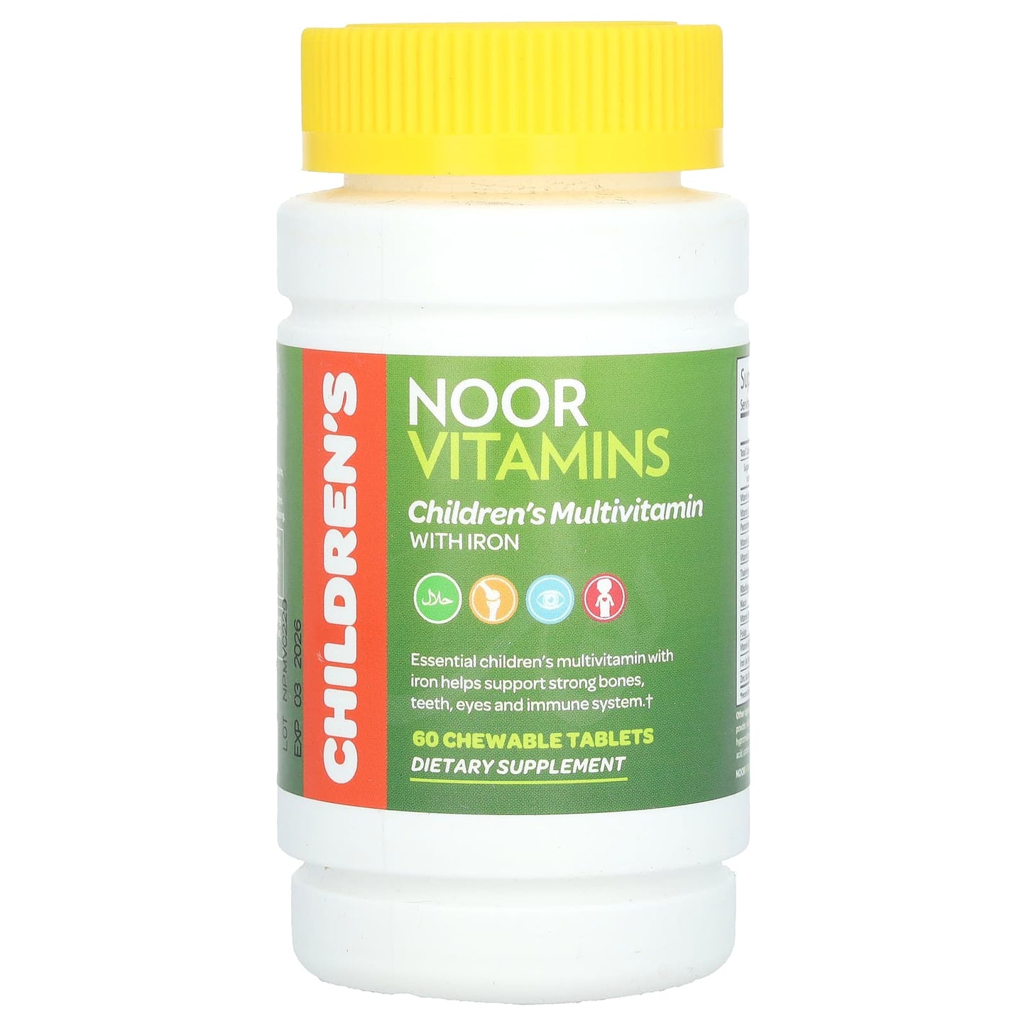 Noor Vitamins, Children's Multivitamin with Iron , 60 Chewable Tablets - Image 1