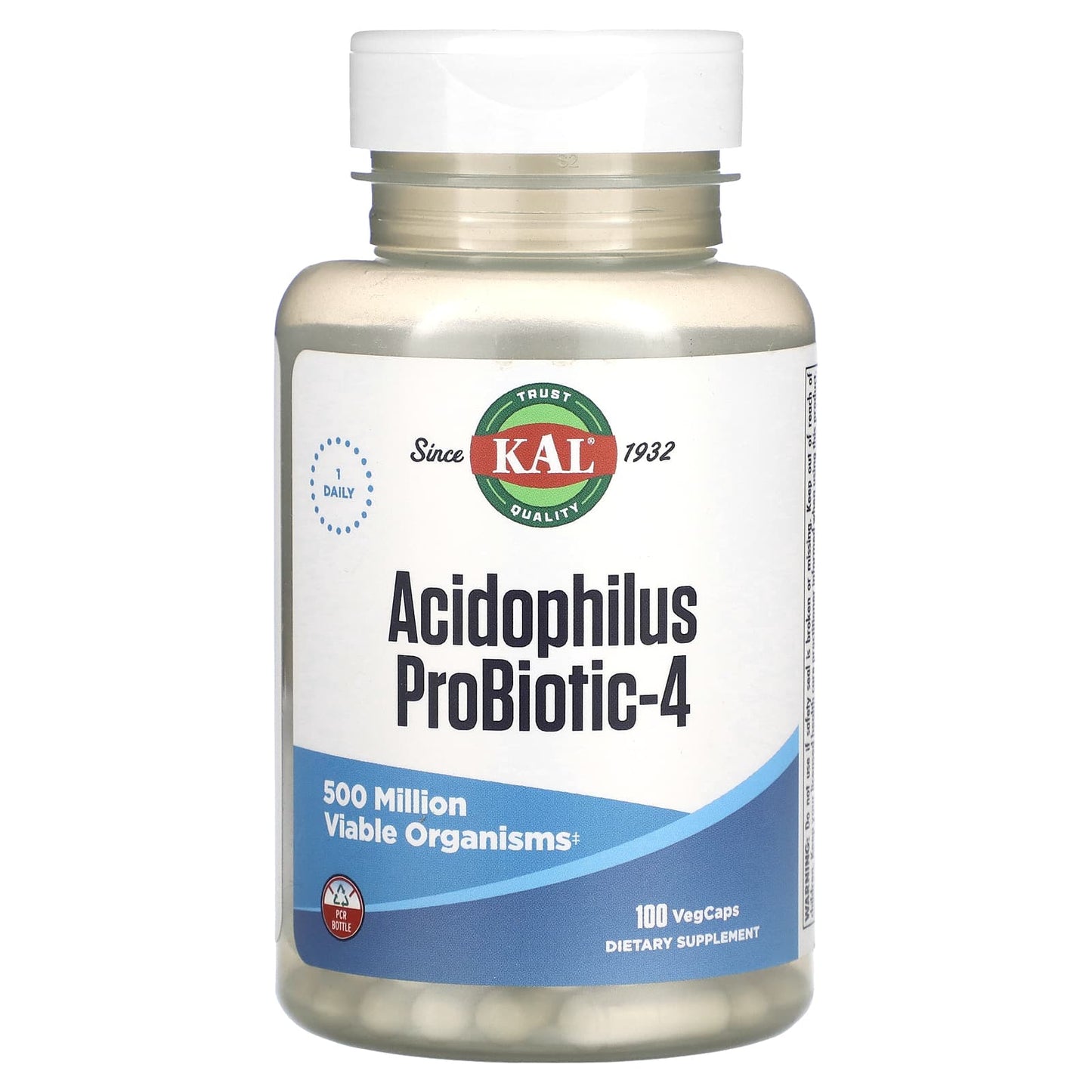 Support Healthy Gut Bacteria with KAL Acidophilus Probiotic-4 100 VegCaps - Image 1