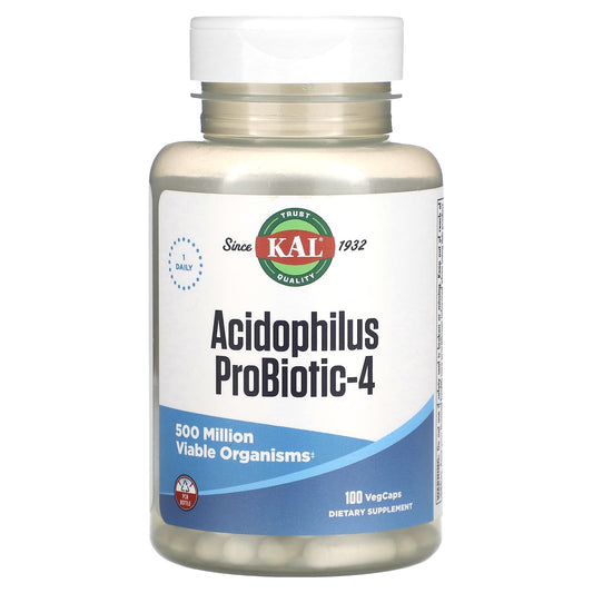 Support Healthy Gut Bacteria with KAL Acidophilus Probiotic-4 100 VegCaps - Image 1