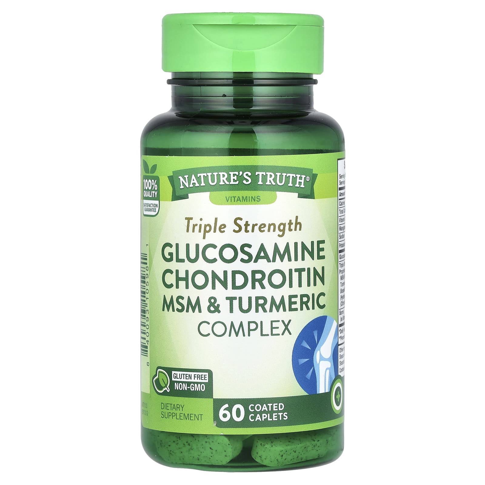 Nature's Truth, Triple Strength Glucosamine Chondroitin MSM & Turmeric Complex, 60 Coated Caplets - Image 1