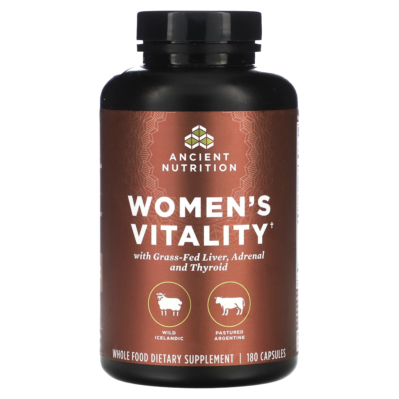 Ancient Nutrition Women's Vitality 180 Capsules - Grass-Fed Liver & Thyroid Support - Image 1