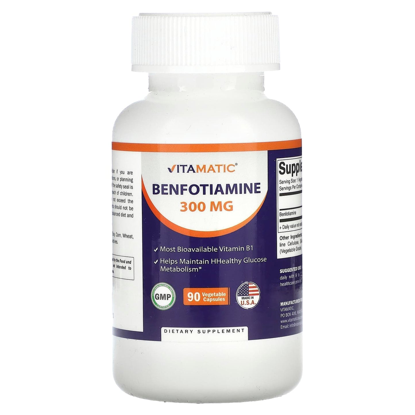 Vitamatic, Benfotiamine, 300 mg, 90 Vegetable Capsules - Image 1