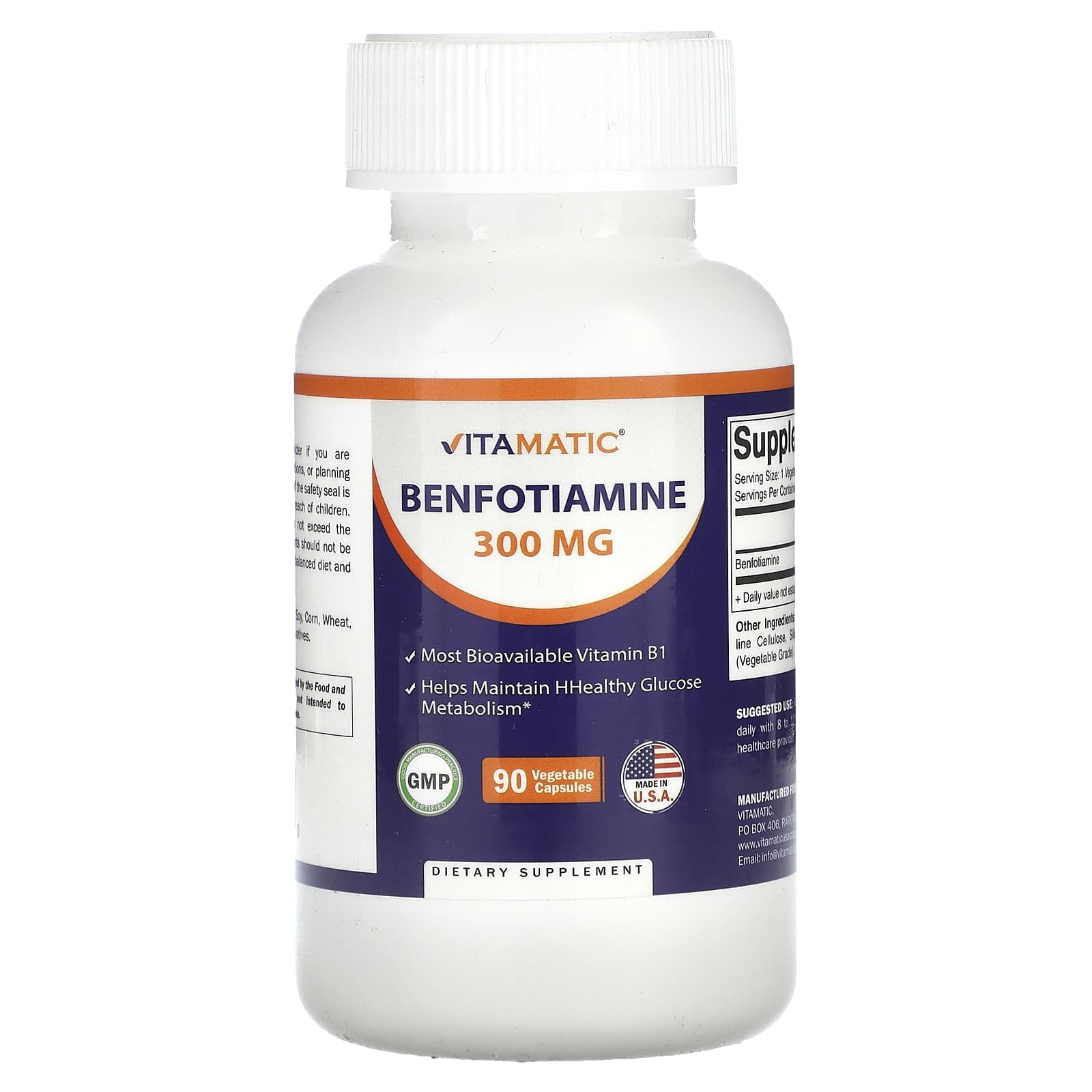 Vitamatic, Benfotiamine, 300 mg, 90 Vegetable Capsules - Image 1