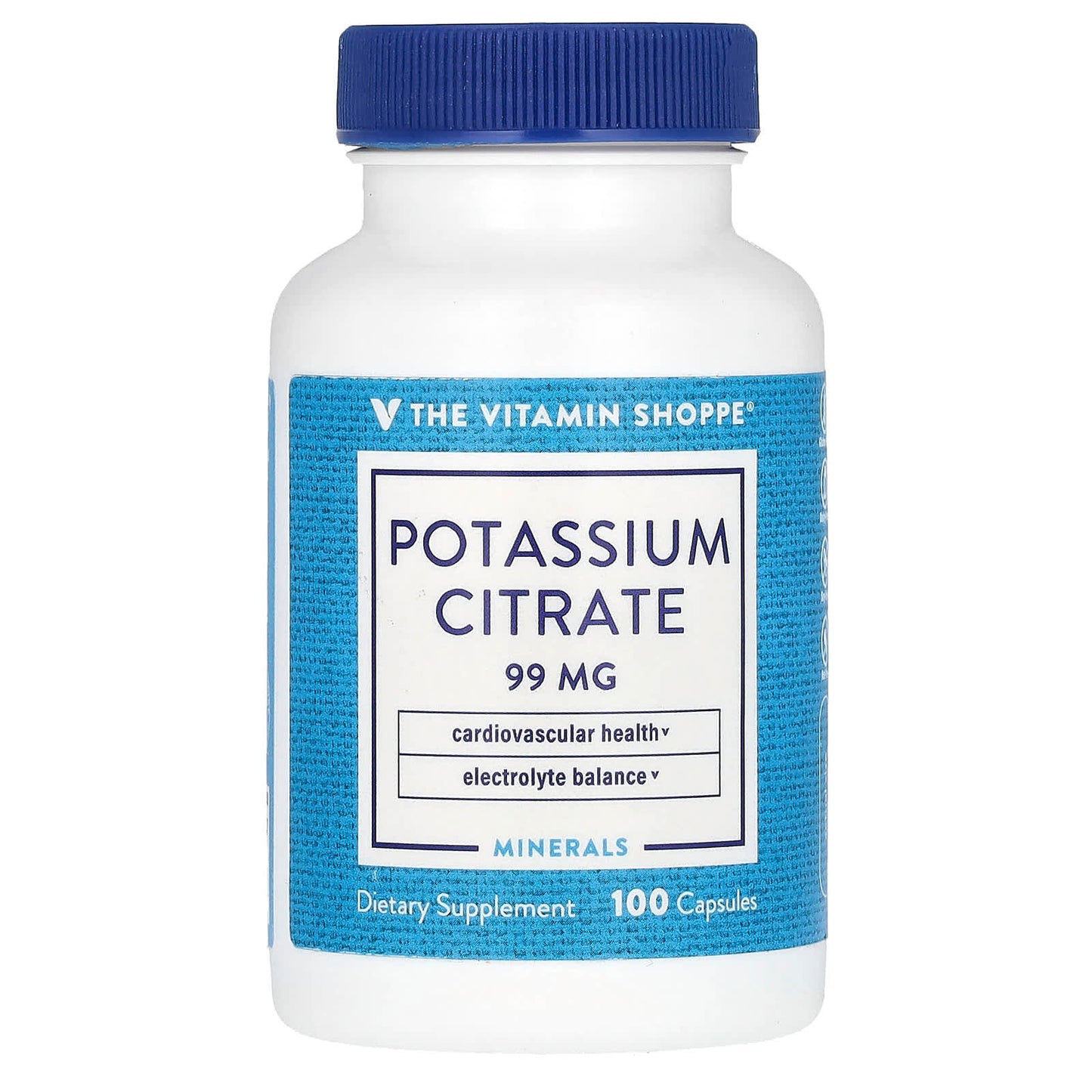 The Vitamin Shoppe, Potassium Citrate , 99 mg, 100 Capsules - Image 1