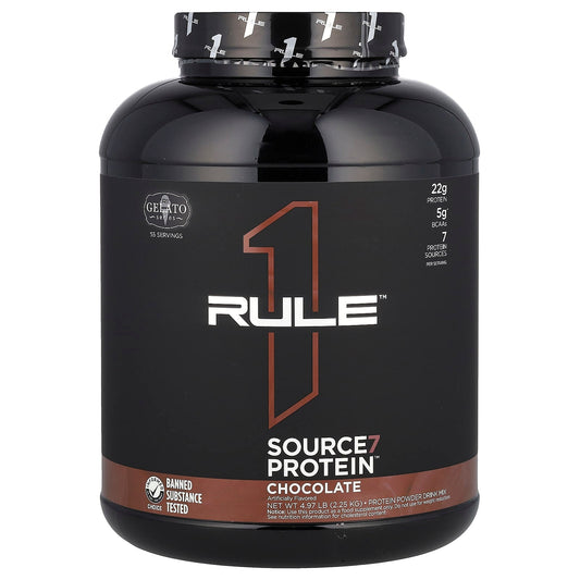 Rule One Proteins, Source7 Protein Powder Drink Mix, Chocolate, 4.97 lb (2.25 kg) - Image 1