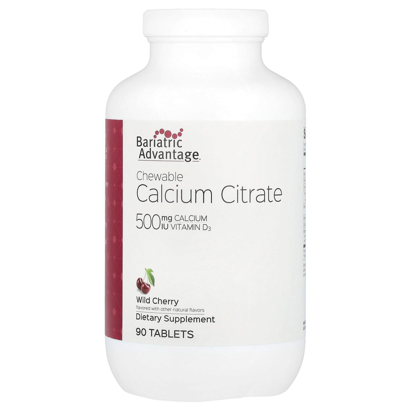 Bariatric Calcium Citrate Supplement - 90 Tablets, 500mg, Wild Cherry Flavor - Image 1
