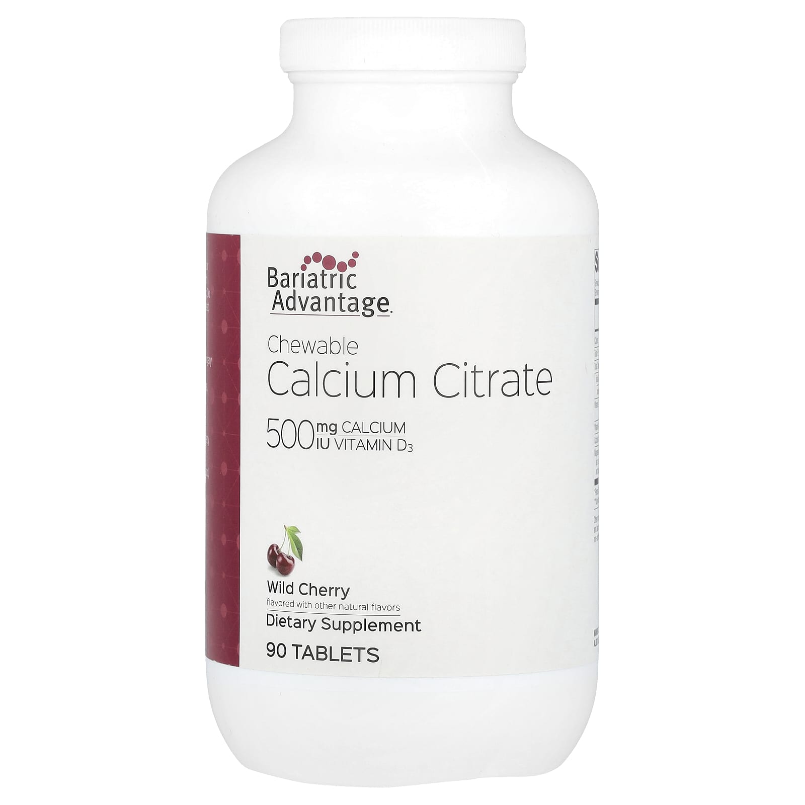 Bariatric Calcium Citrate Supplement - 90 Tablets, 500mg, Wild Cherry Flavor - Image 1