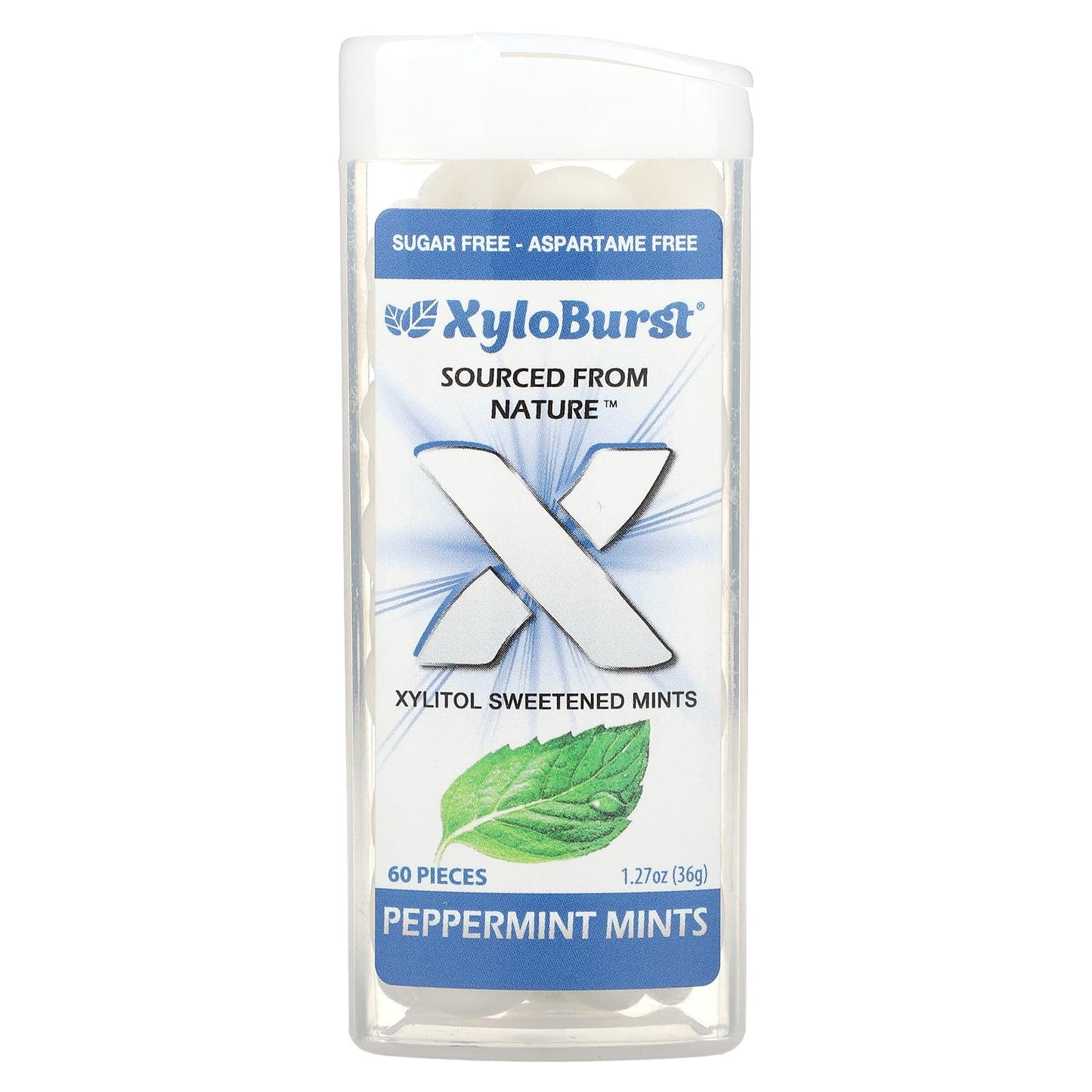 Xyloburst, Xylitol Sweetened Mints, Peppermint, 60 Pieces - Image 1