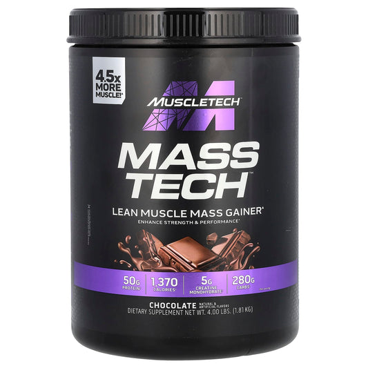 MuscleTech, Mass-Tech™ Lean Muscle Mass Gainer, Chocolate, 4 lbs (1.81 kg) - Image 1