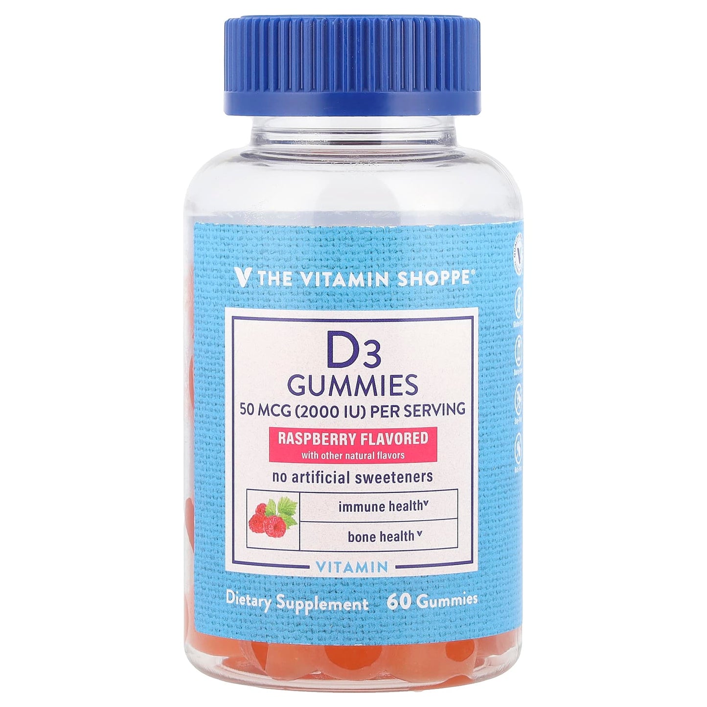 The Vitamin Shoppe, Vitamin D3 Gummies, Raspberry, 60 Gummies (25 mcg per Gummy) - Image 1
