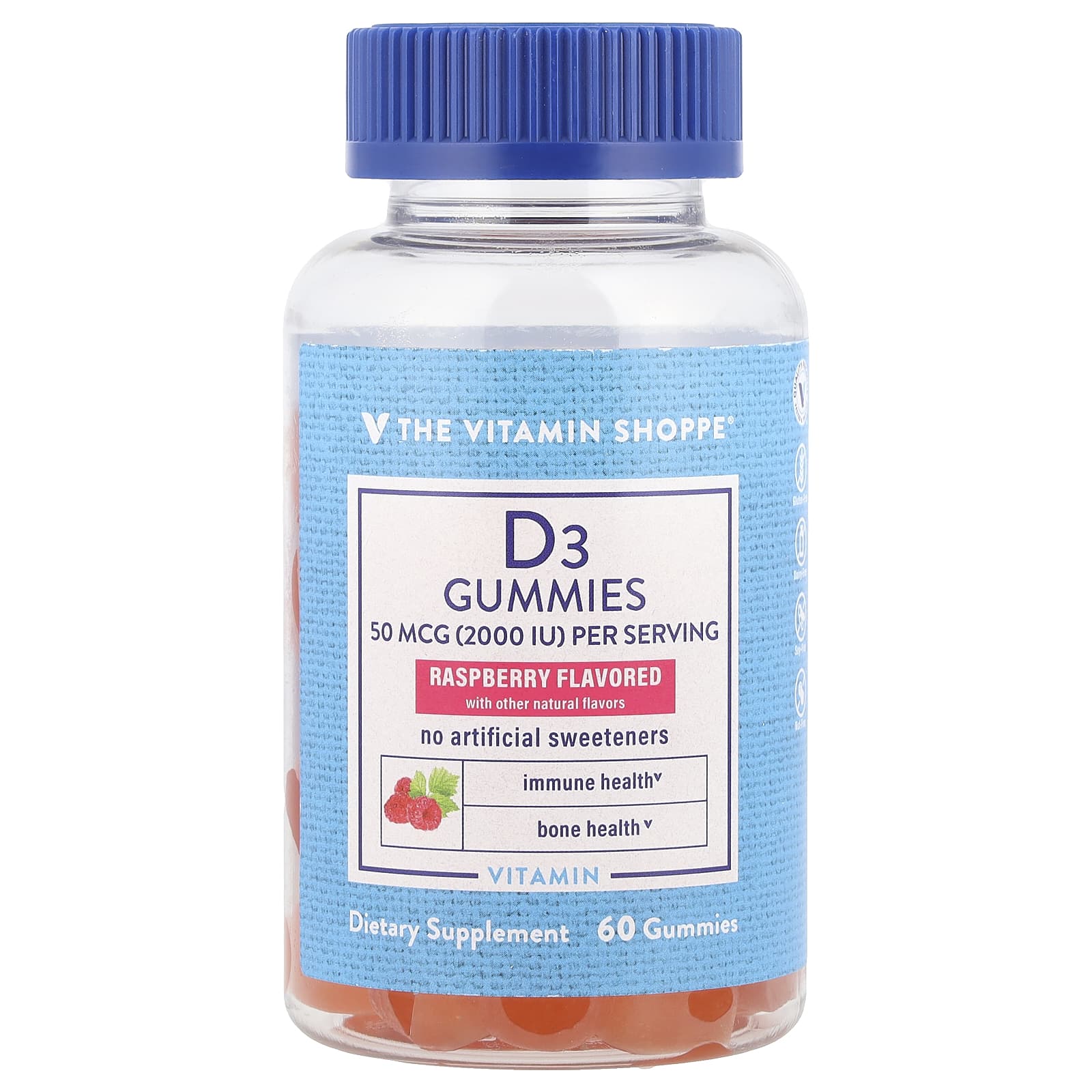 The Vitamin Shoppe, Vitamin D3 Gummies, Raspberry, 60 Gummies (25 mcg per Gummy) - Image 1