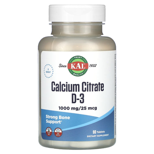 Boost Strong Bones with KAL Calcium Citrate D-3, 90 Tablets - Superior Absorption - Image 1