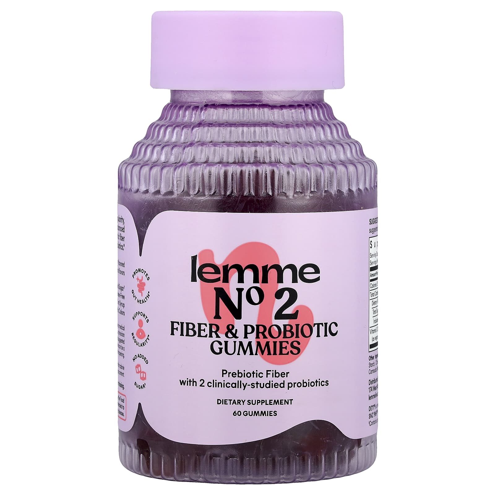 Lemme, No2, Fiber & Probiotic Gummies, Strawberry , 60 Gummies - Image 1