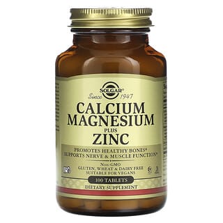 Solgar Calcium Magnesium Plus Zinc Dietary Supplement 100 Tablets