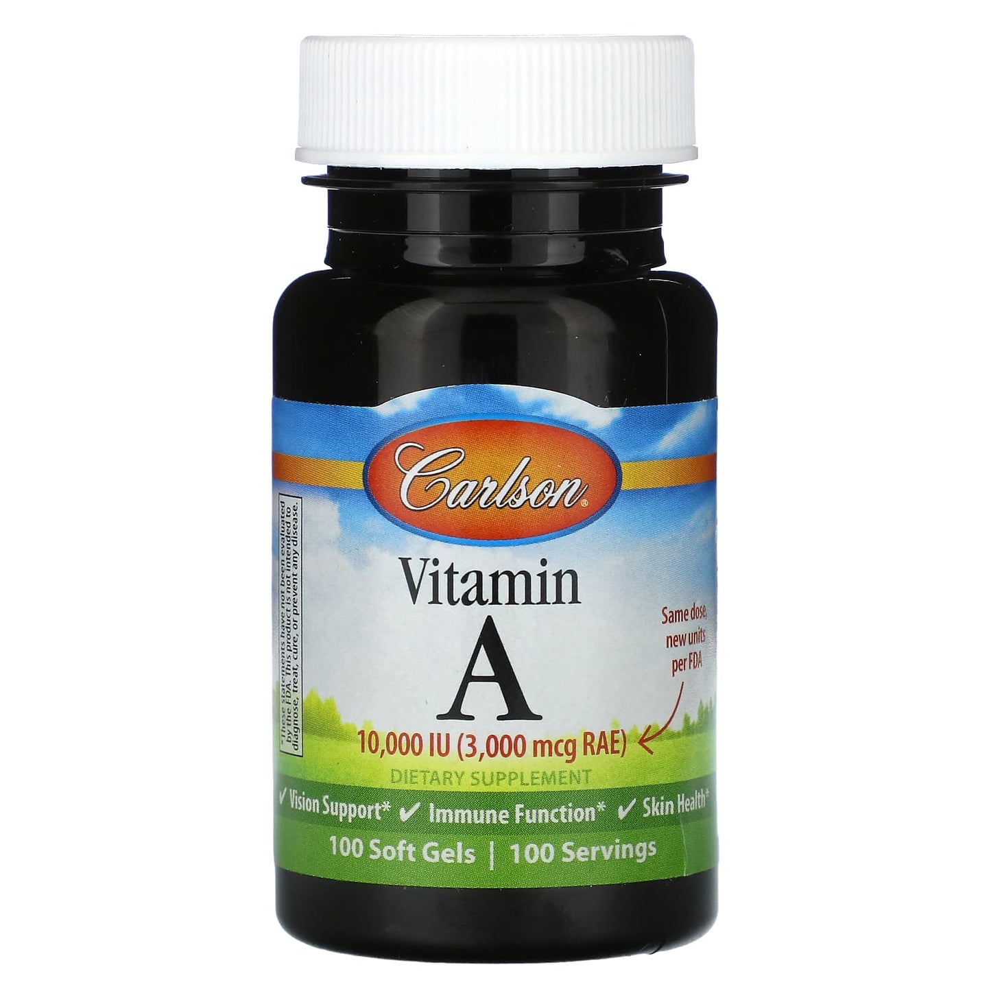 Carlson Vitamin A 10,000 IU 100 Soft Gels for Vision & Immune Support - Image 1