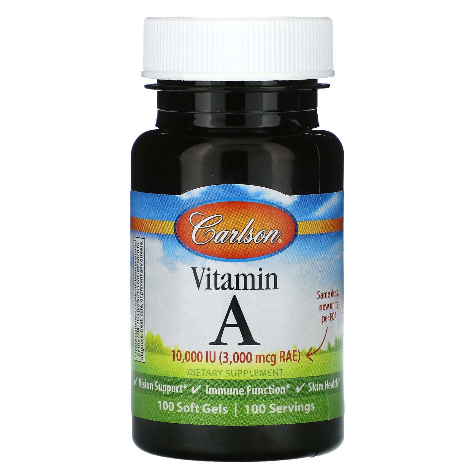 Carlson Vitamin A 10,000 IU 100 Soft Gels for Vision & Immune Support - Image 1
