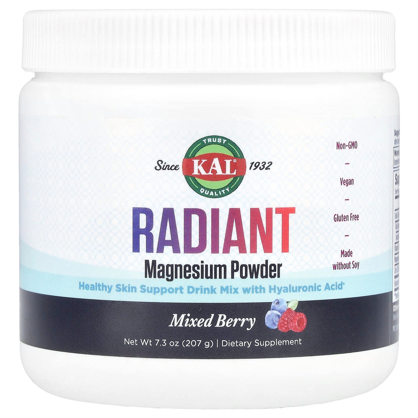 KAL, Radiant Magnesium Powder, Mixed Berry, 7.3 oz (207 g) - Image 1