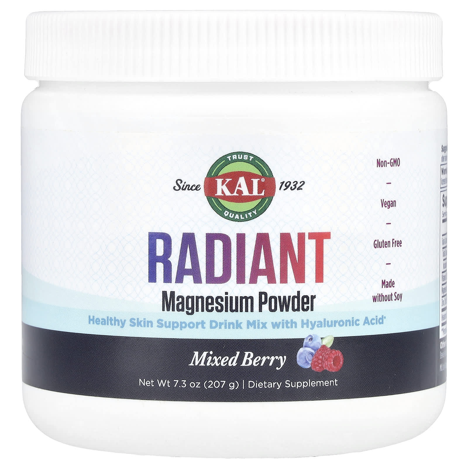 KAL, Radiant Magnesium Powder, Mixed Berry, 7.3 oz (207 g) - Image 1