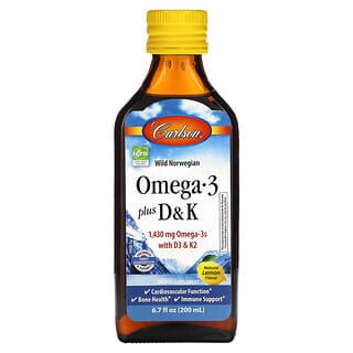 Carlson Omega 3 Plus D & K Natural Lemon 1,430 mg 6.7 fl oz
