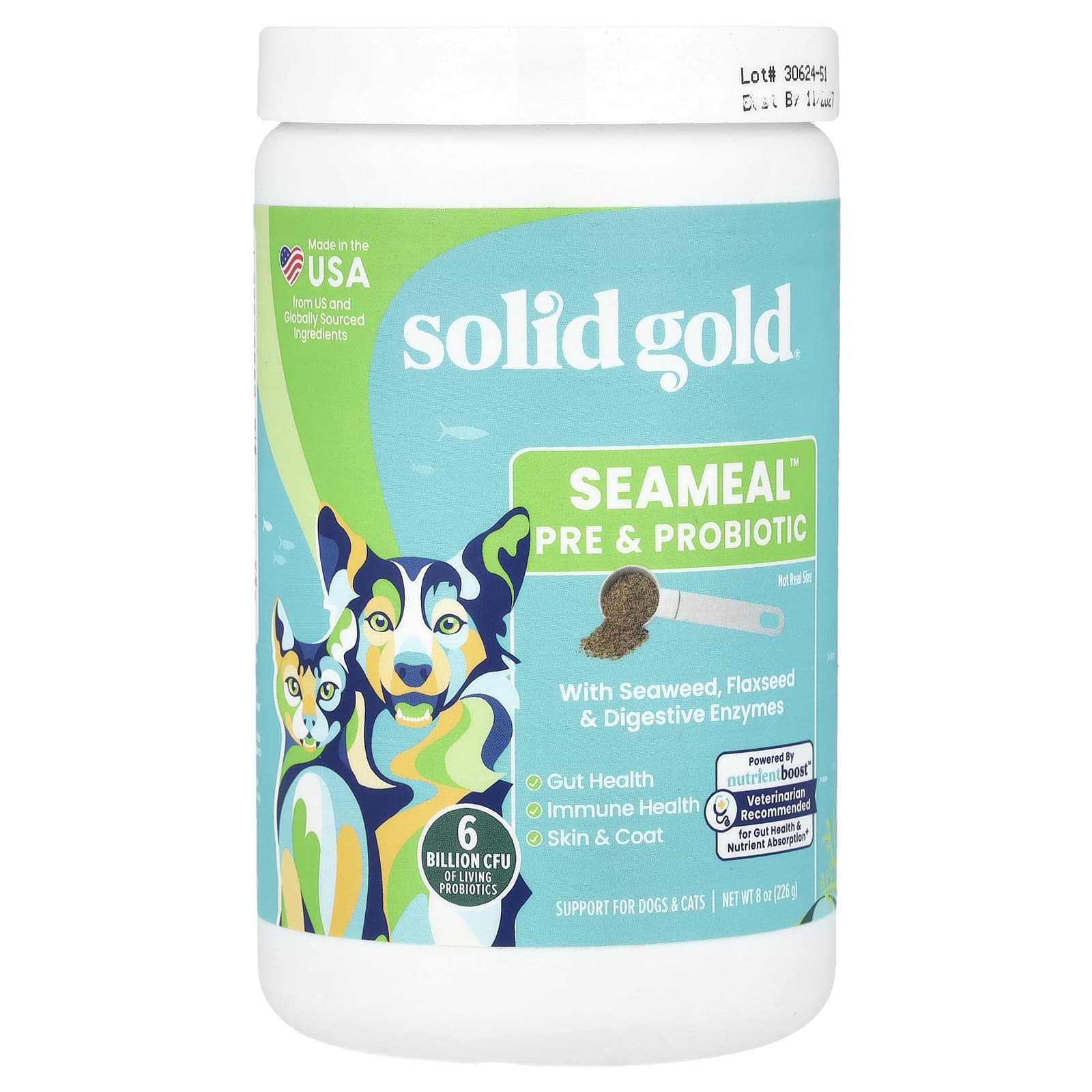 Solid Gold, SeaMeal™ Pre & Probiotic, For Dogs & Cats, 8 oz (226 g) - Image 1