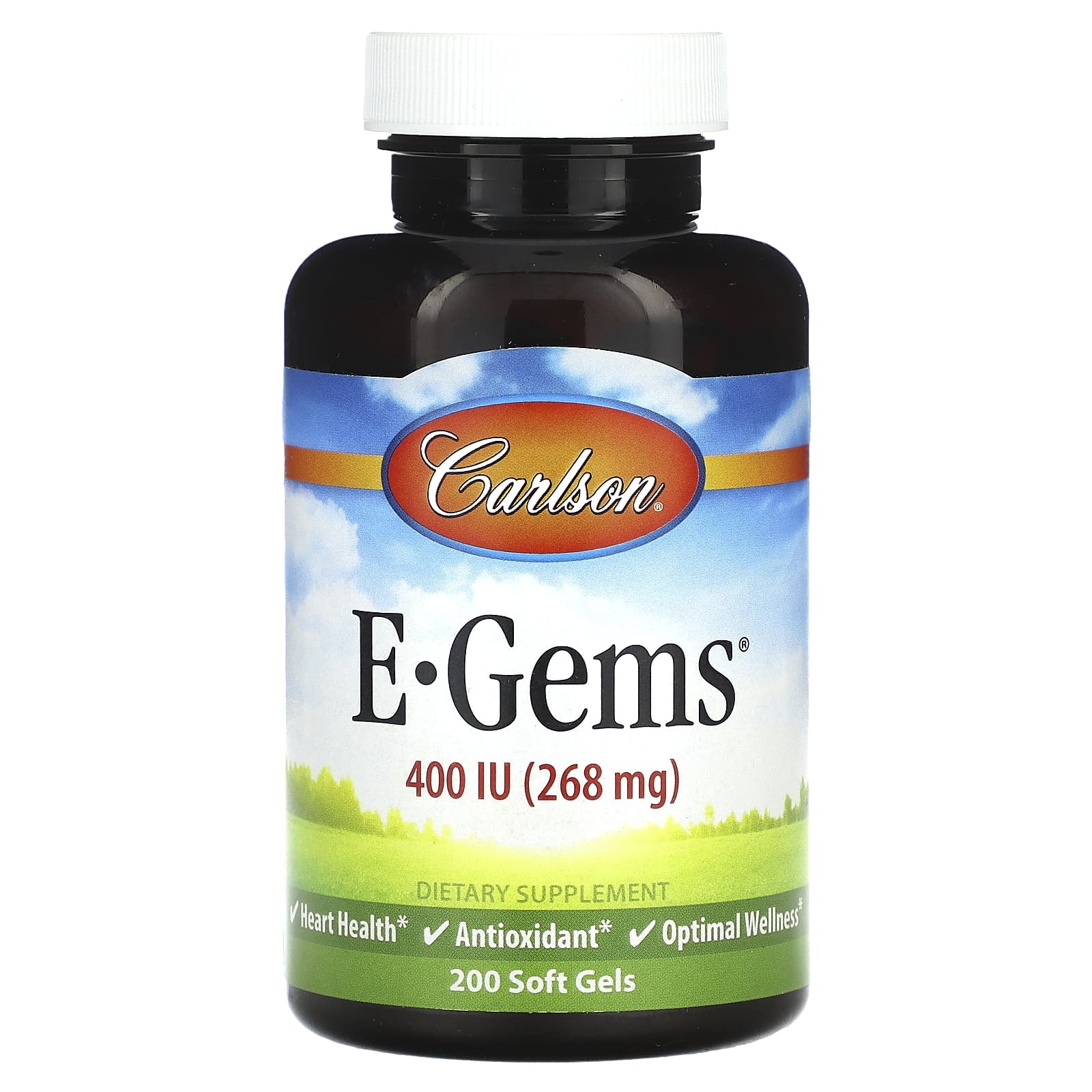 Carlson E-Gems Vitamin E 400 IU, 200 Soft Gels for Heart Health - Image 1