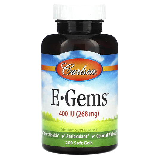 Carlson E-Gems Vitamin E 400 IU, 200 Soft Gels for Heart Health - Image 1