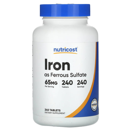 Nutricost, Iron, 65 mg, 240 Tablets - Image 1