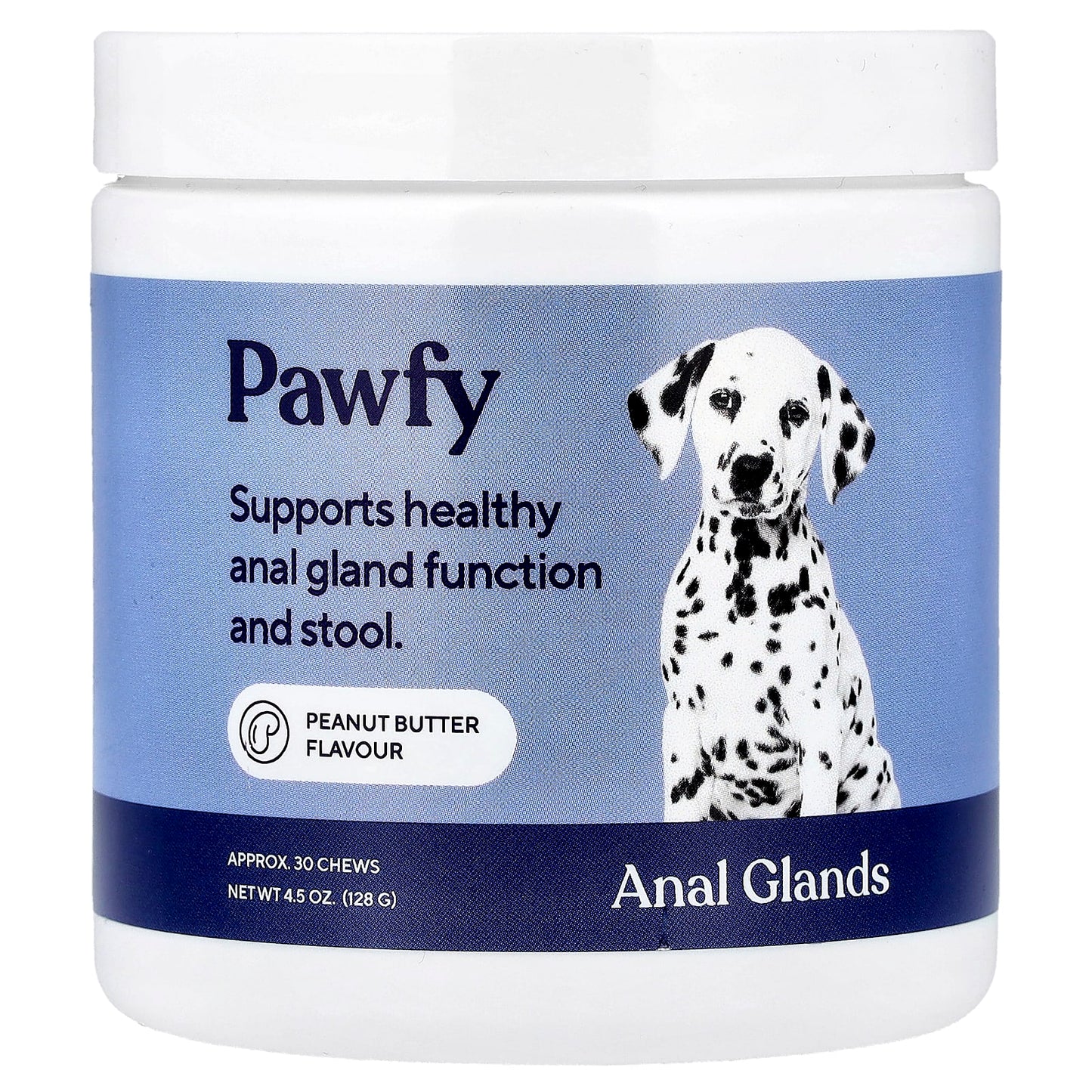 Pawfy, Anal Glands, 6 Months+, Peanut Butter, 30 Chews, 4.5 oz (128 g) - Image 1