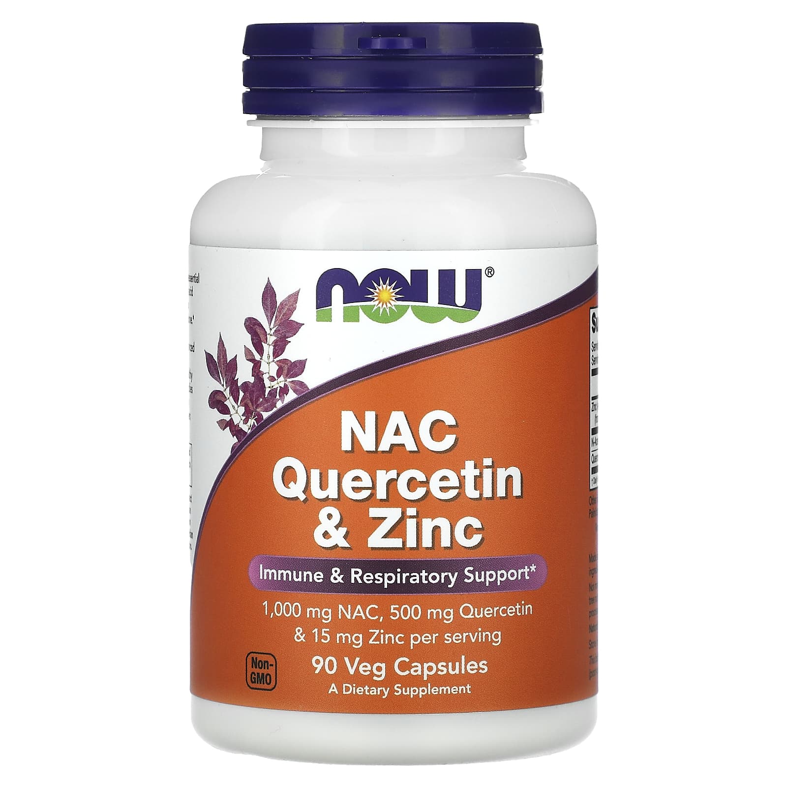 NOW Foods, NAC Quercetin & Zinc, 90 Veg Capsules - Image 1