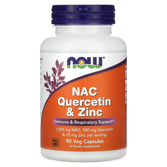 NOW Foods, NAC Quercetin & Zinc, 90 Veg Capsules - Image 1