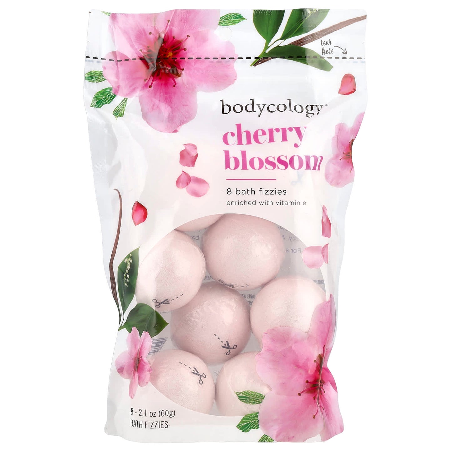 Relax with Bodycology Cherry Blossom Bath Fizzies, 8 Count - Image 1