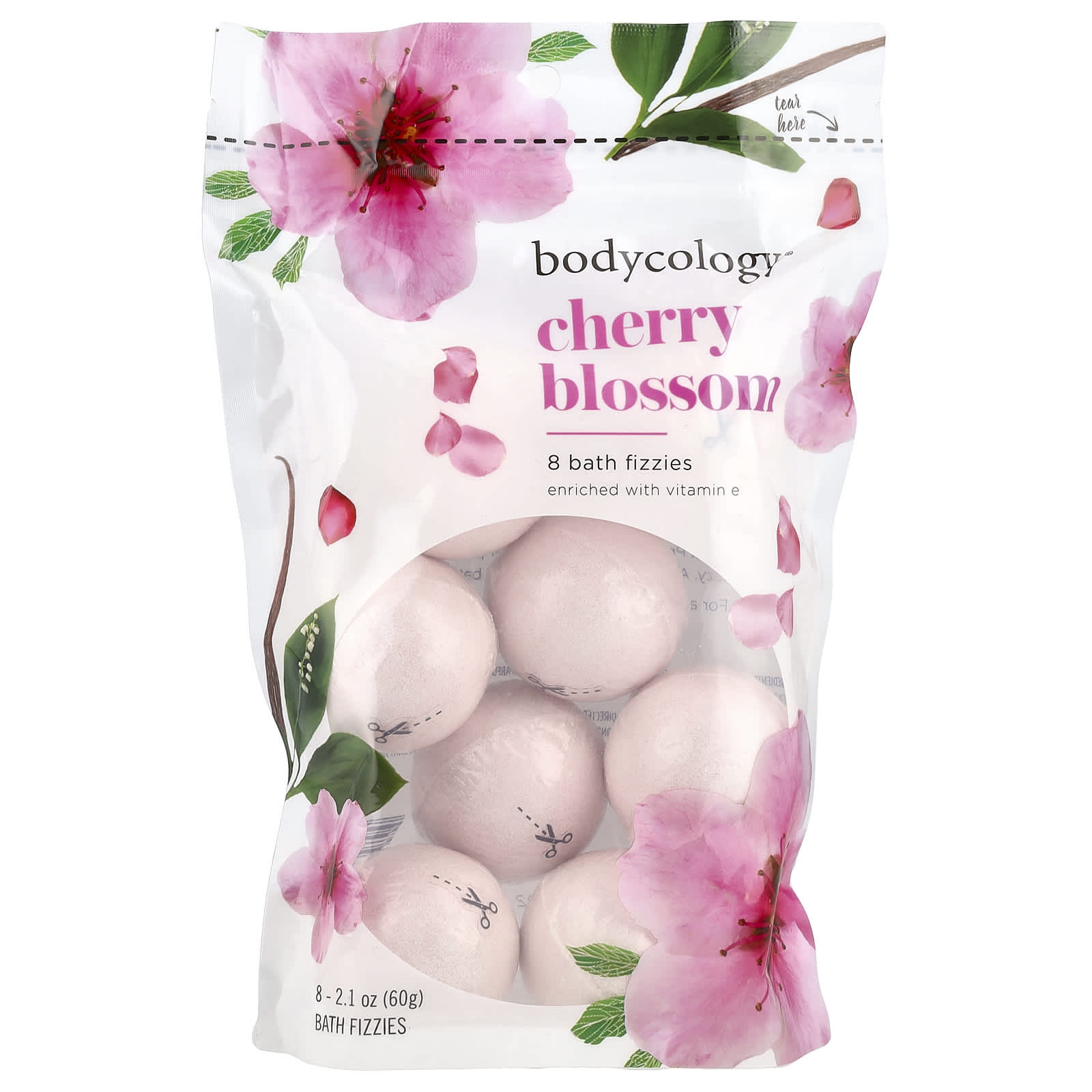 Relax with Bodycology Cherry Blossom Bath Fizzies, 8 Count - Image 1